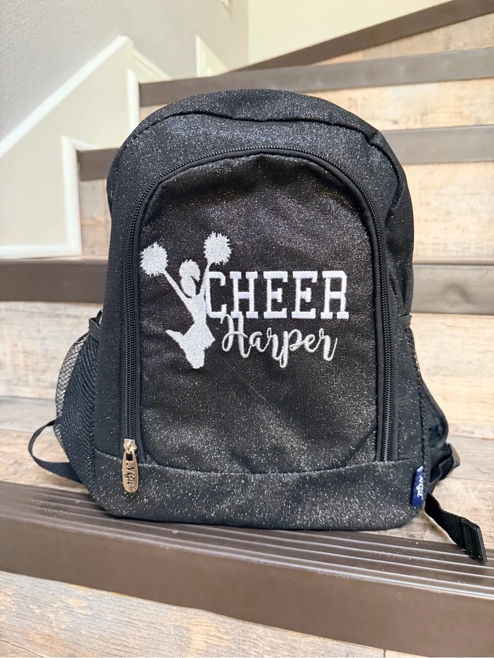 NWOT NGIL SMALL Black Glitter CHEER Backpack, Personalize with Harper
